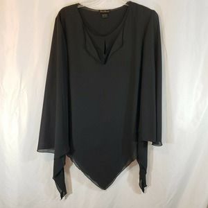 ashley stewart 22/24w sheer tunic top asymmetrical